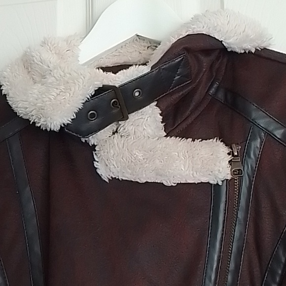 Faux shearling bomber/biker jacket - Picture 3 of 3